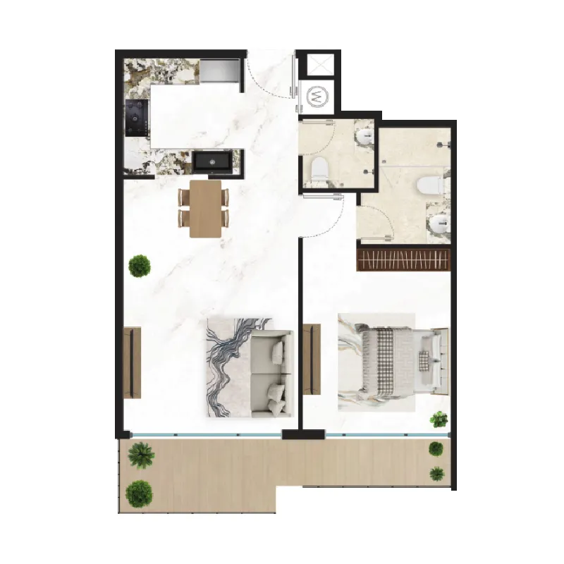1 bed