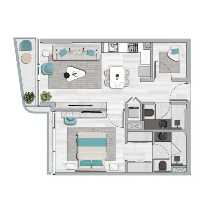 1 bedroom floor plan
