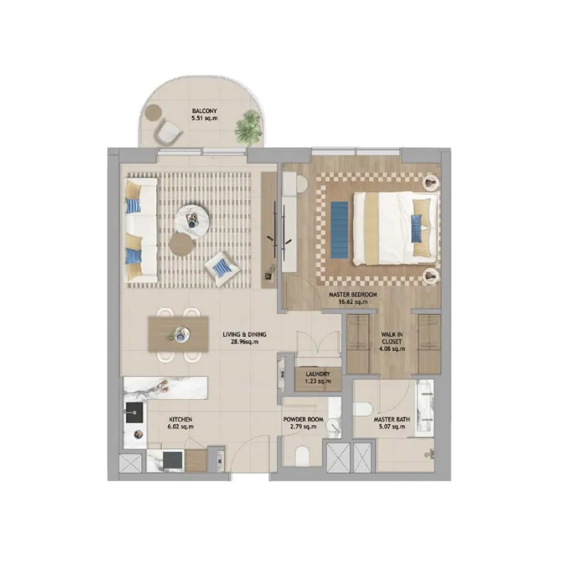 1 bedroom floor plan