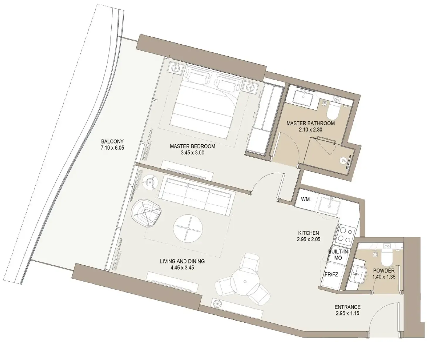 One Development Laguna Residence 1BR floor plan