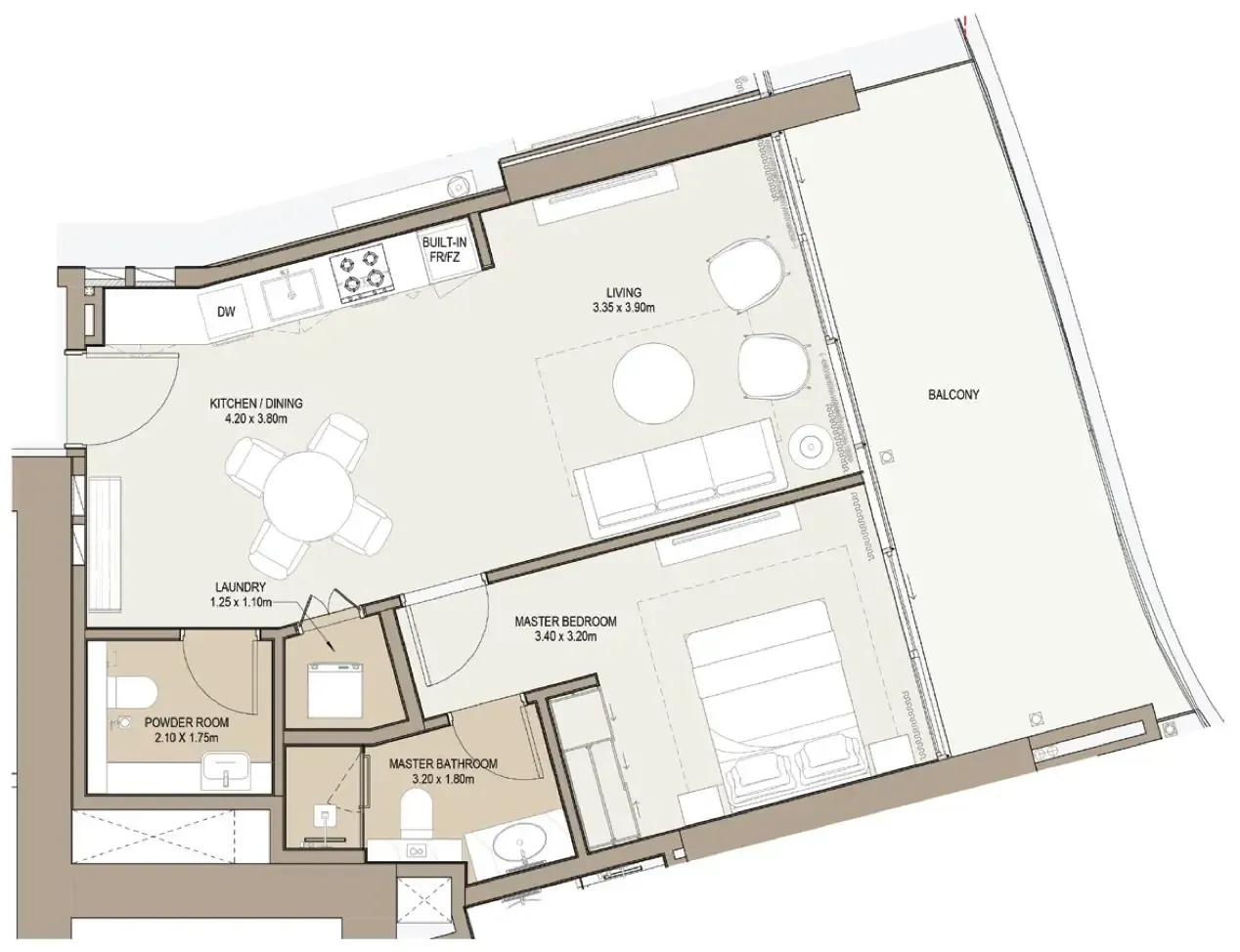 One Development Laguna Residence 1BR floor plan