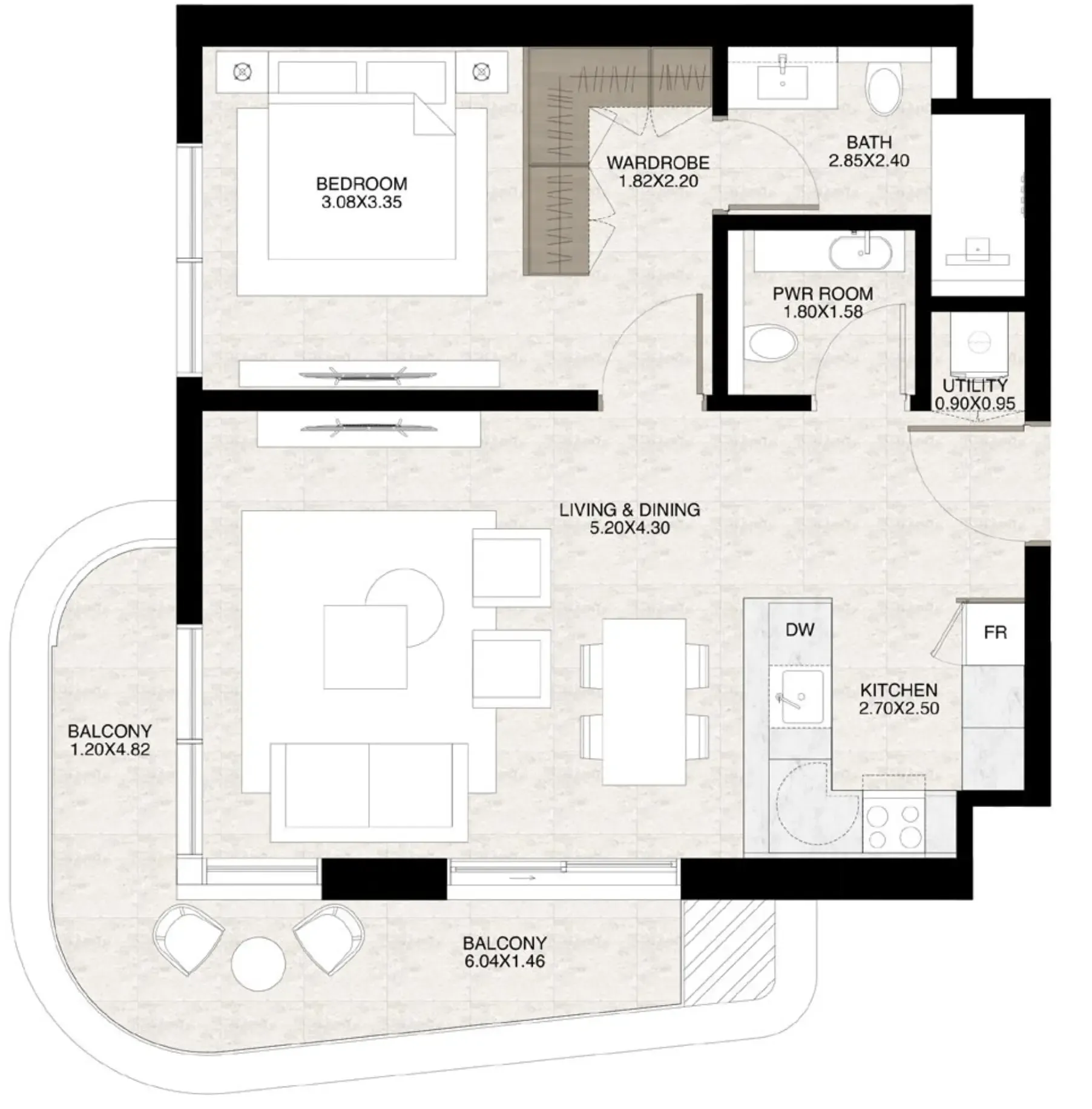 1 bed