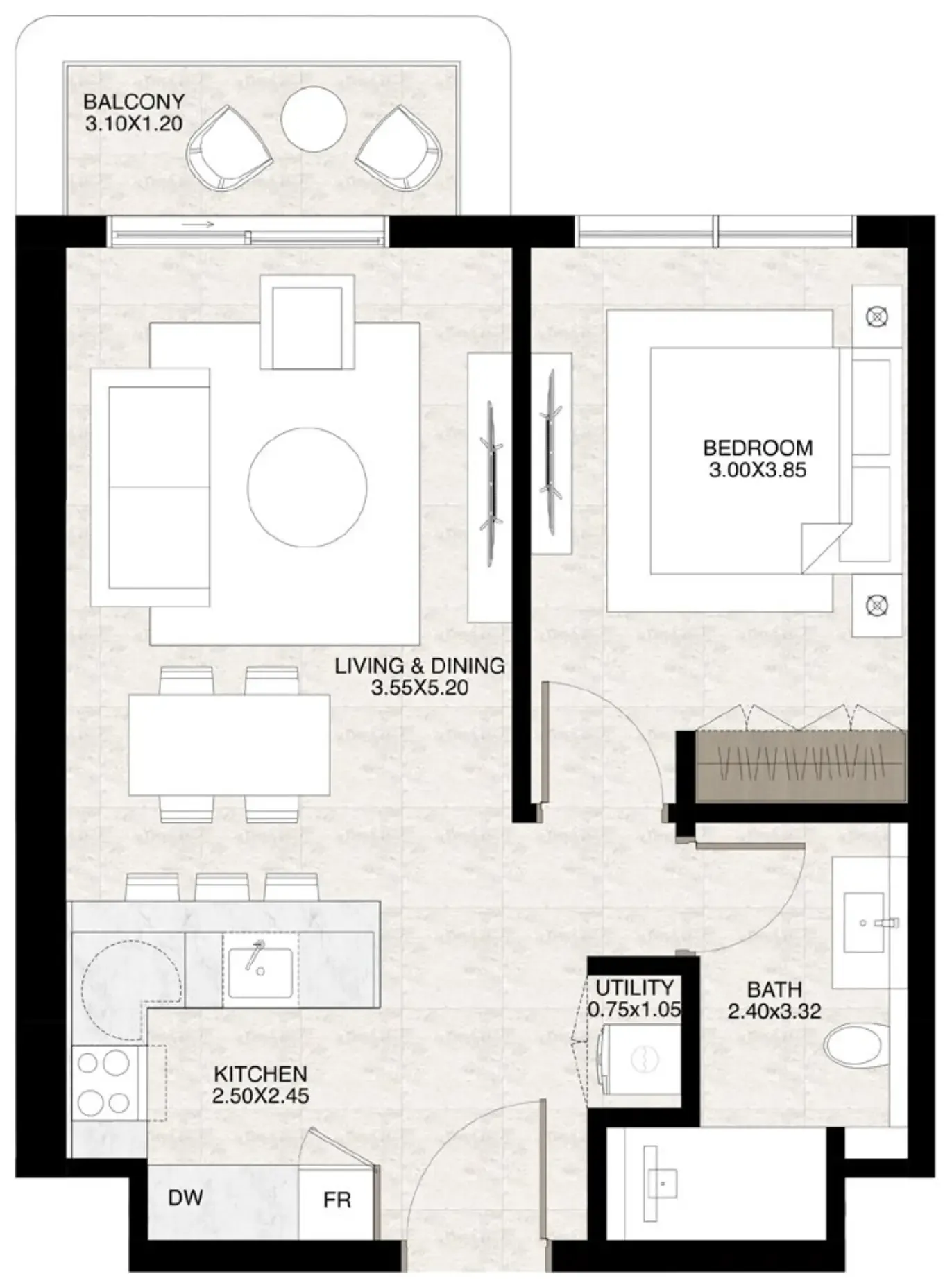 1 bed