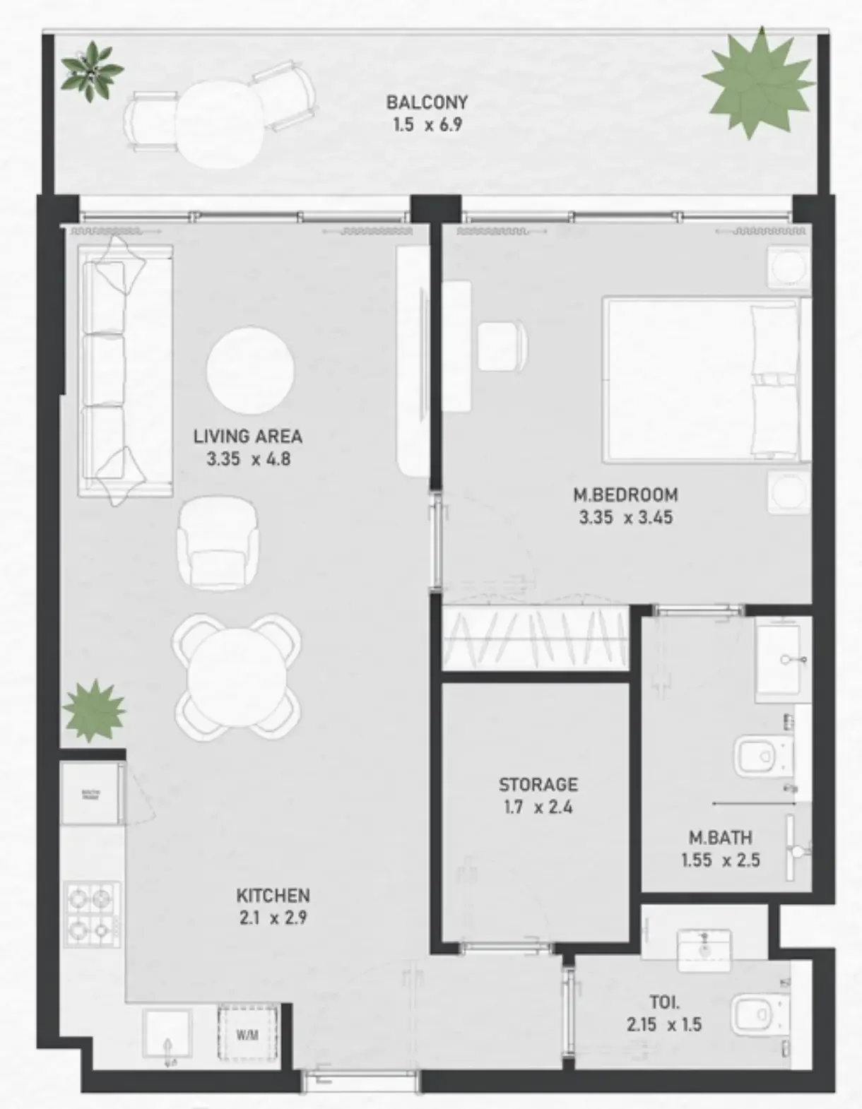 1 bed