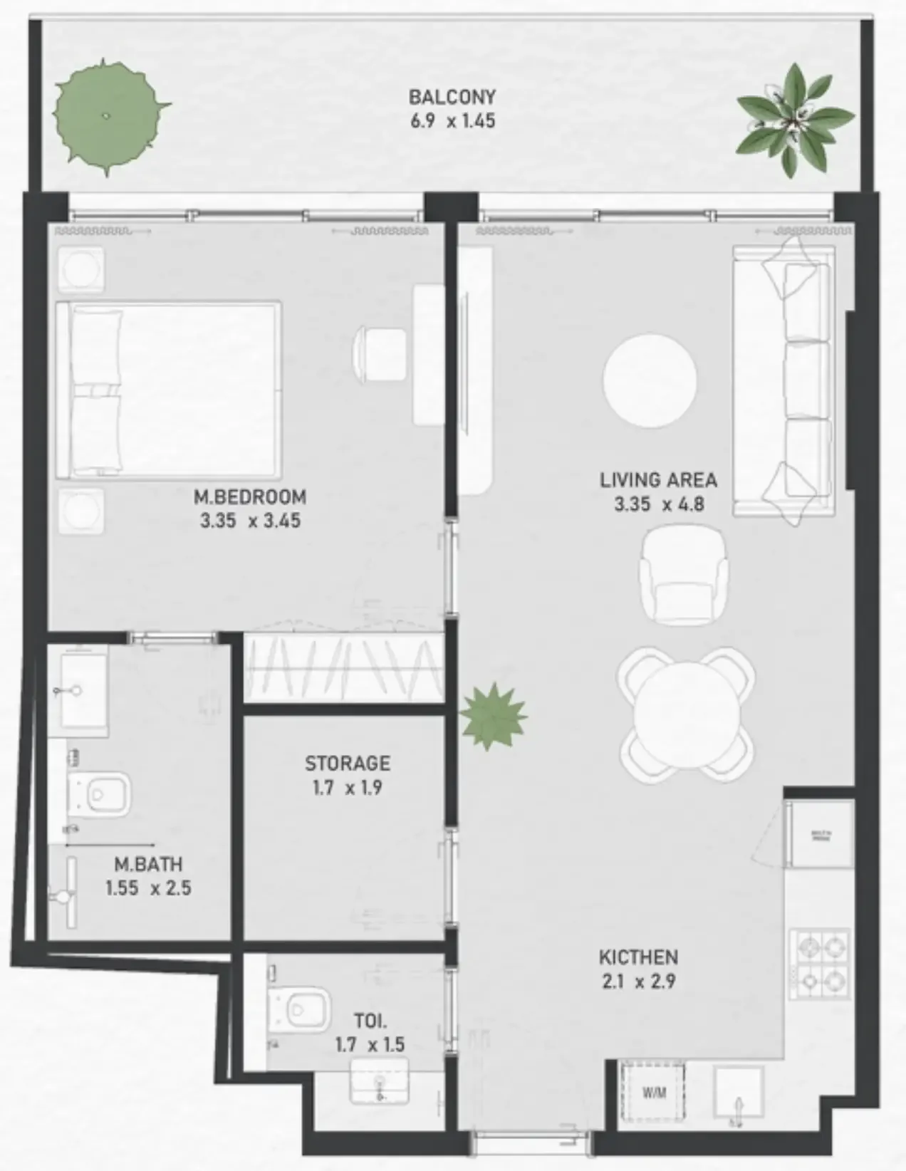 1 bed
