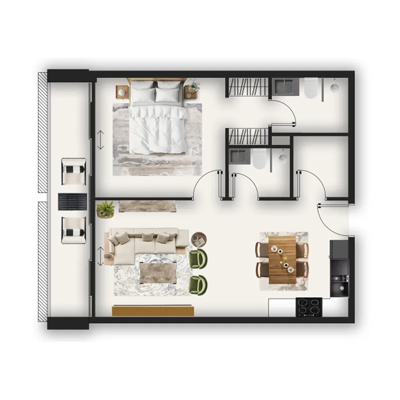 1 bedroom floor plan