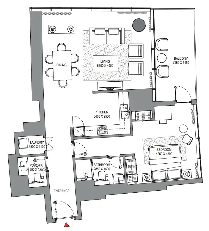 1 bedroom floor plan