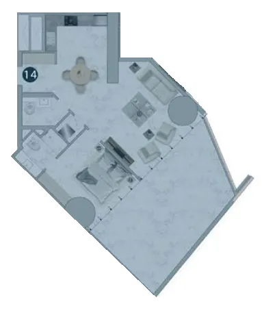 London Gate Franck Muller Vanguard 1BR floor plan