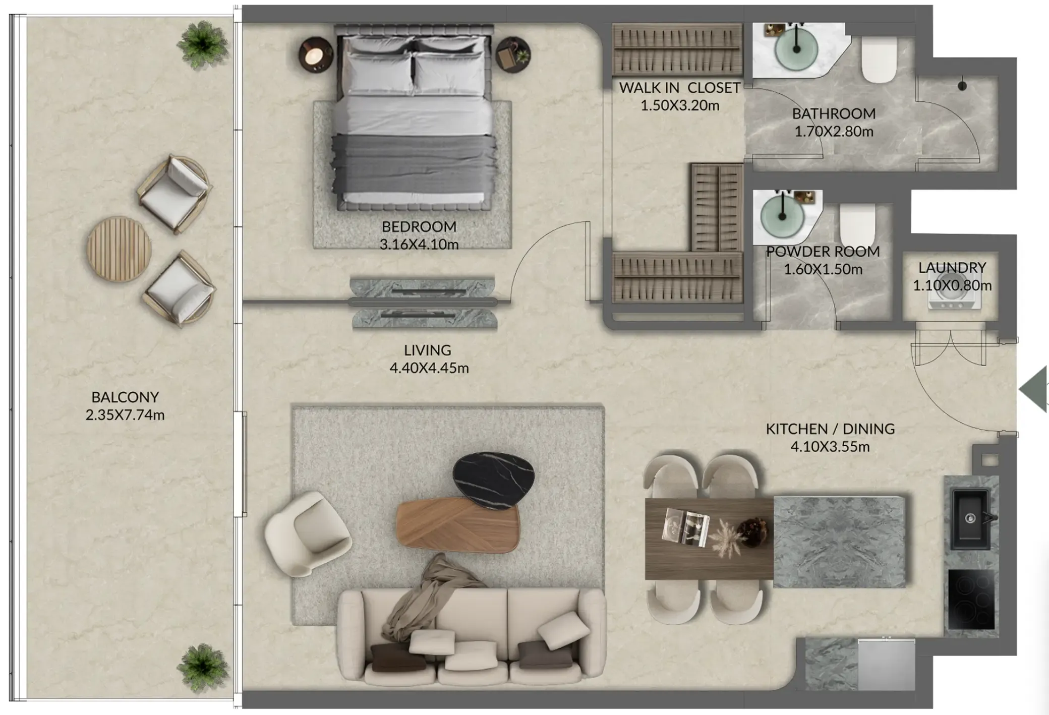 1 bedroom floor plan