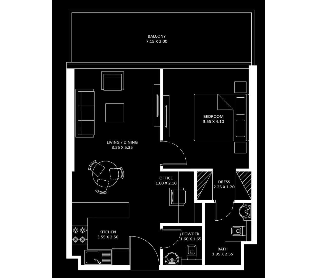 1 bedroom floor plan