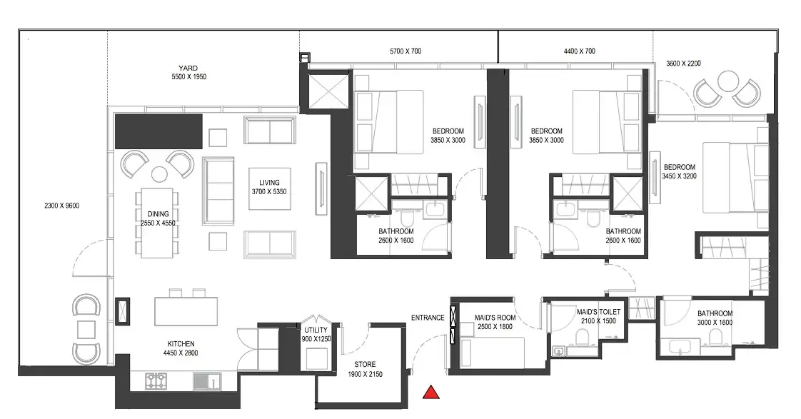 3 bedrooms floor plan