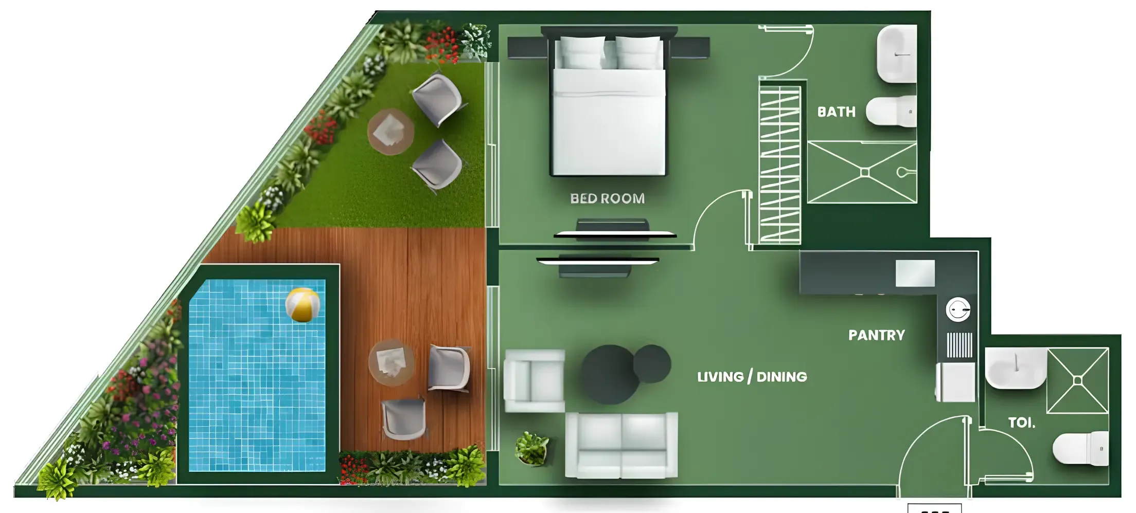 Vincitore Vincitore Aqua Flora 1BR floor plan
