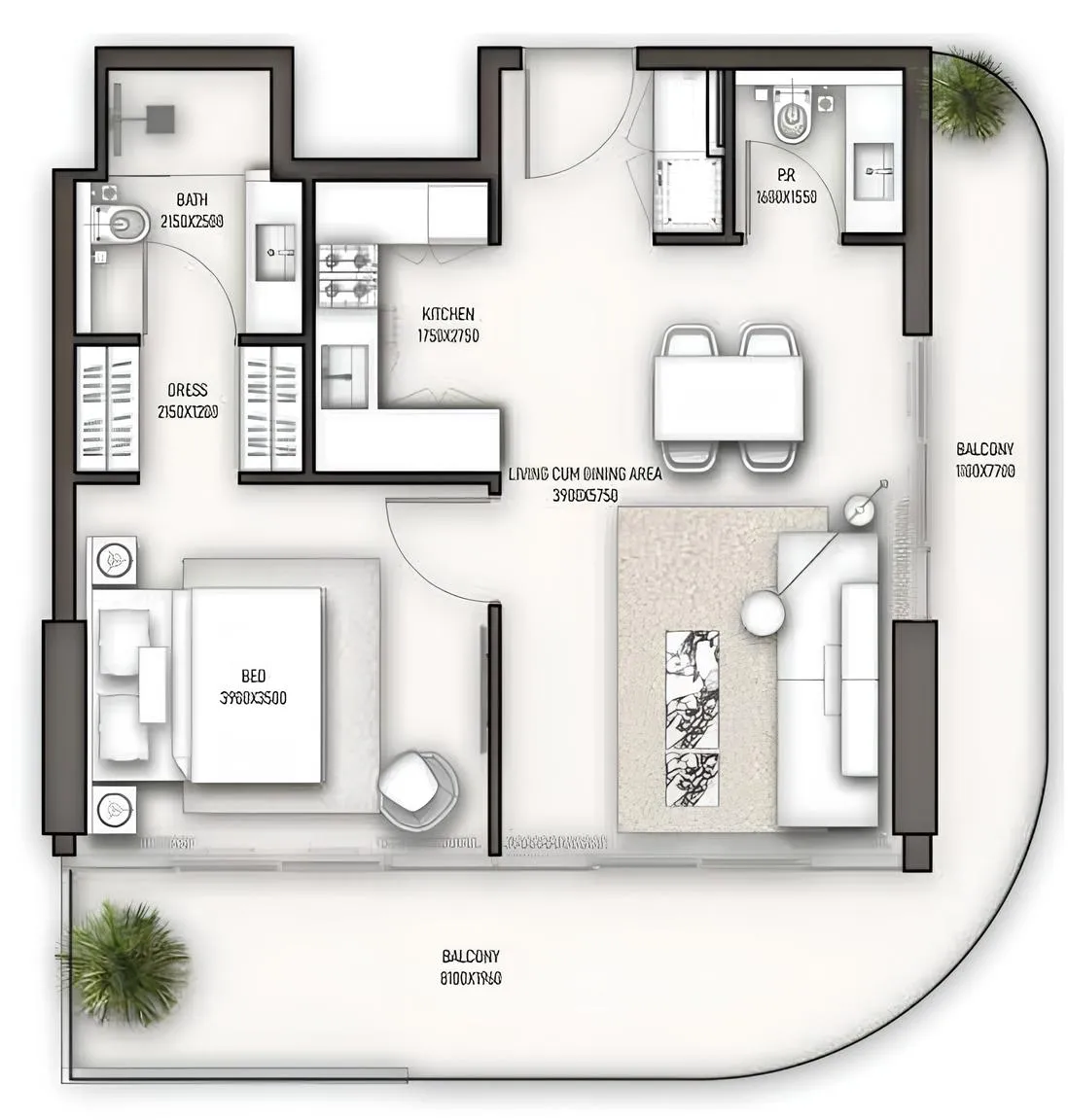 Condor Group Sonate Residences 1BR floor plan