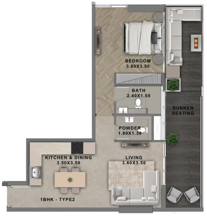 1 bedroom floor plan