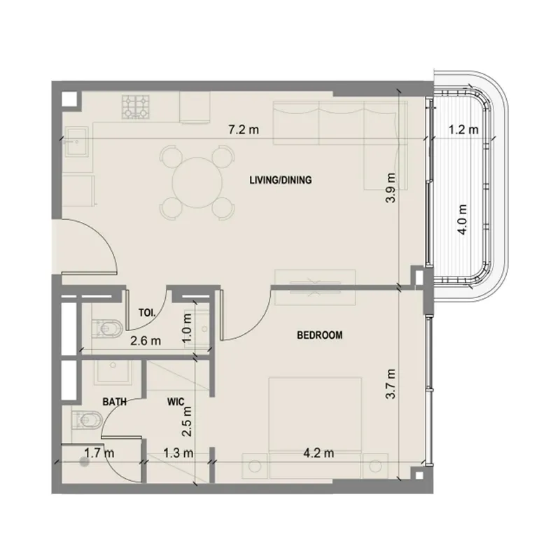1 bed