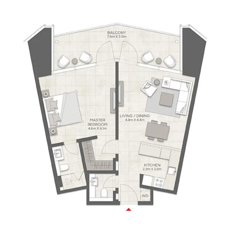 1 bedroom floor plan