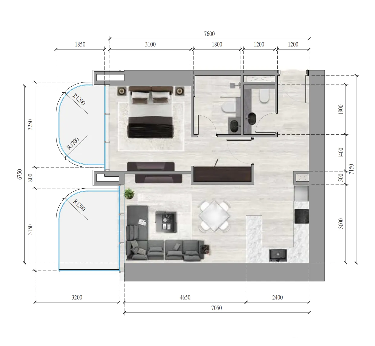 1 bedroom floor plan