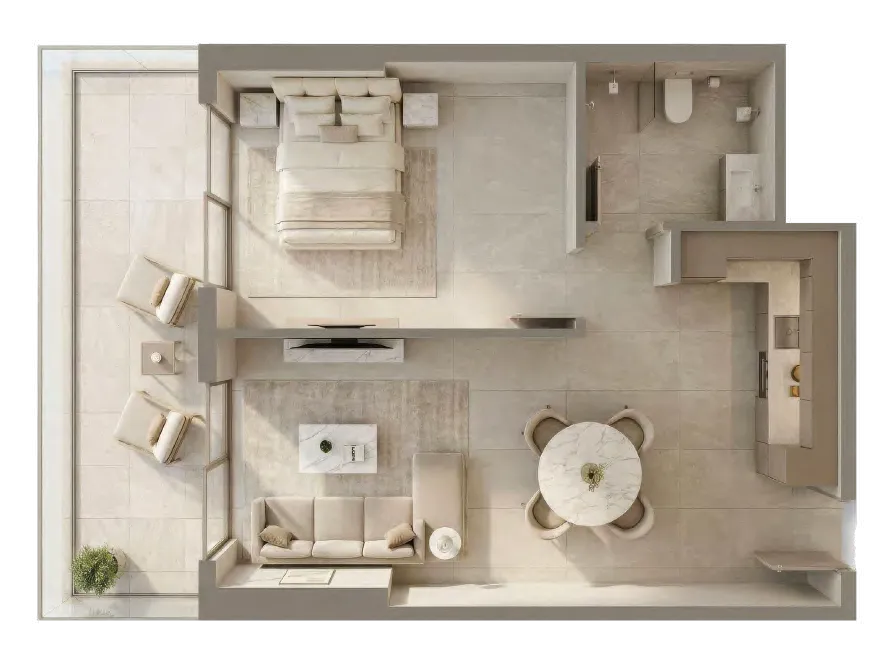 1 bedroom floor plan
