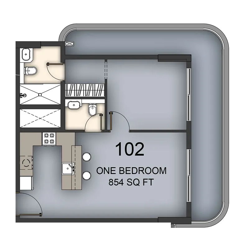 1 bedroom floor plan