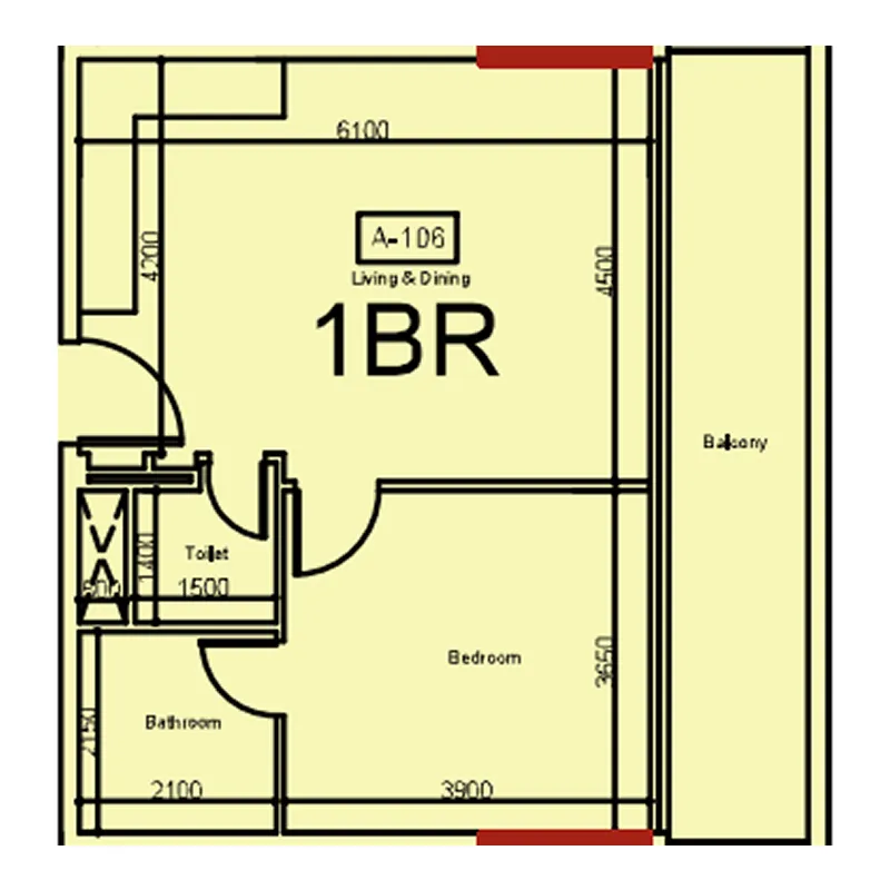 1 bedroom floor plan