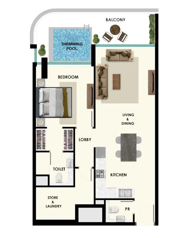 1 bedroom floor plan