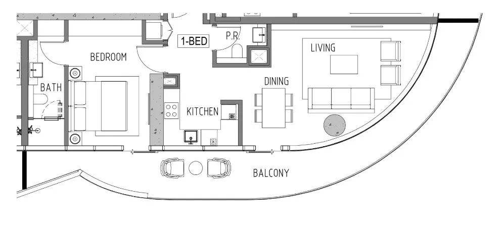 1 bedroom floor plan