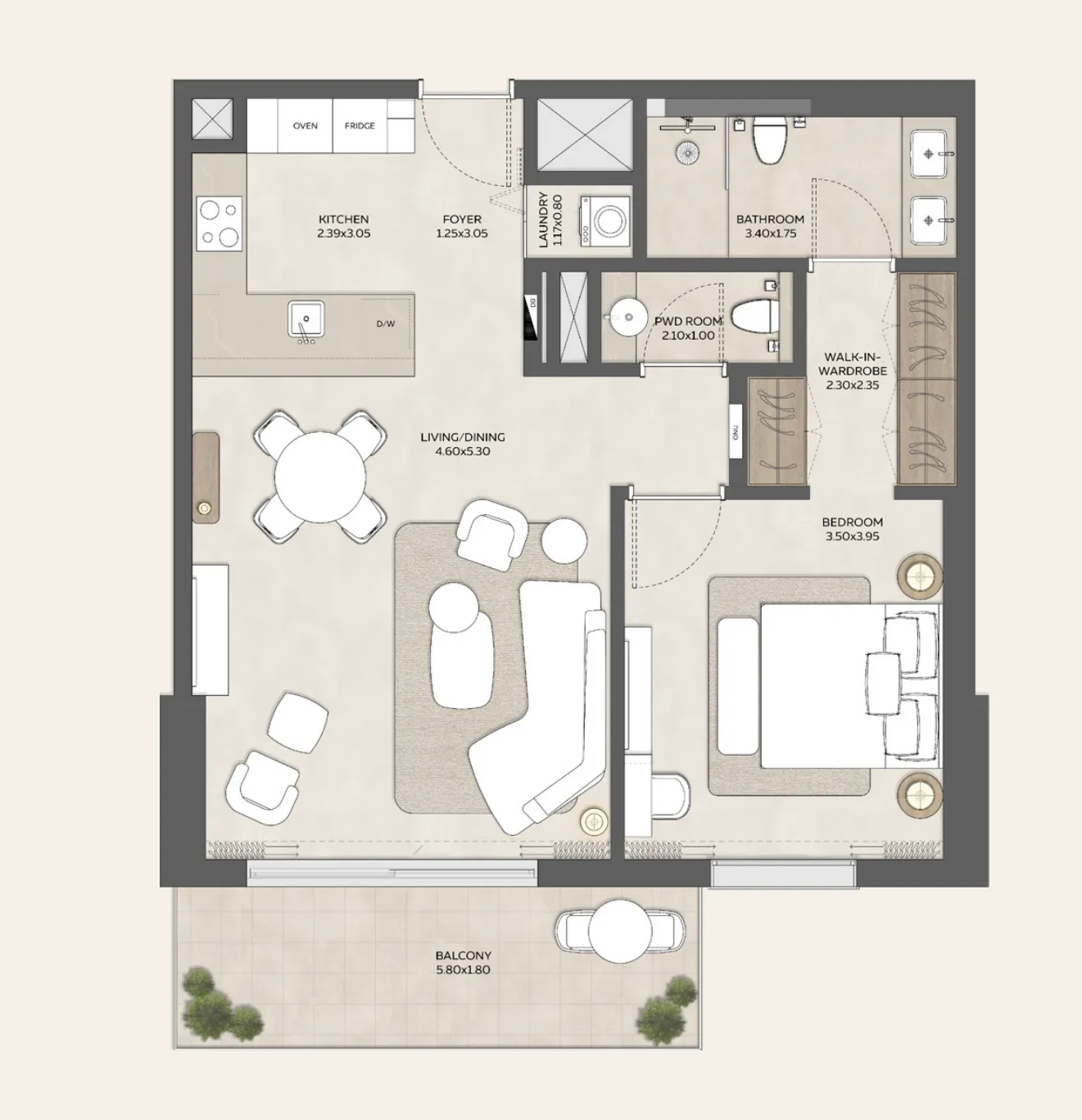 1 bedroom floor plan