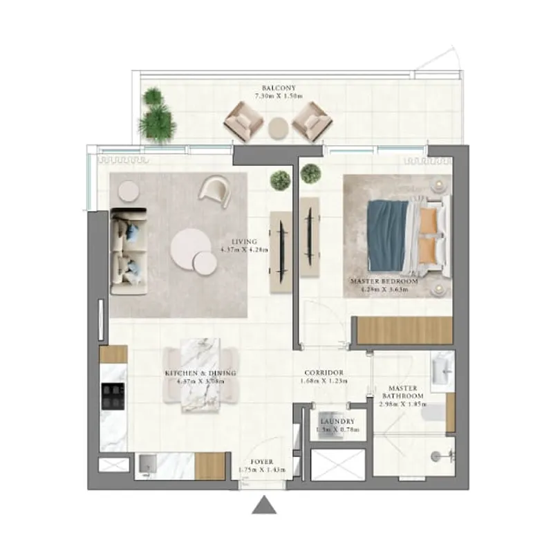 1 bedroom floor plan