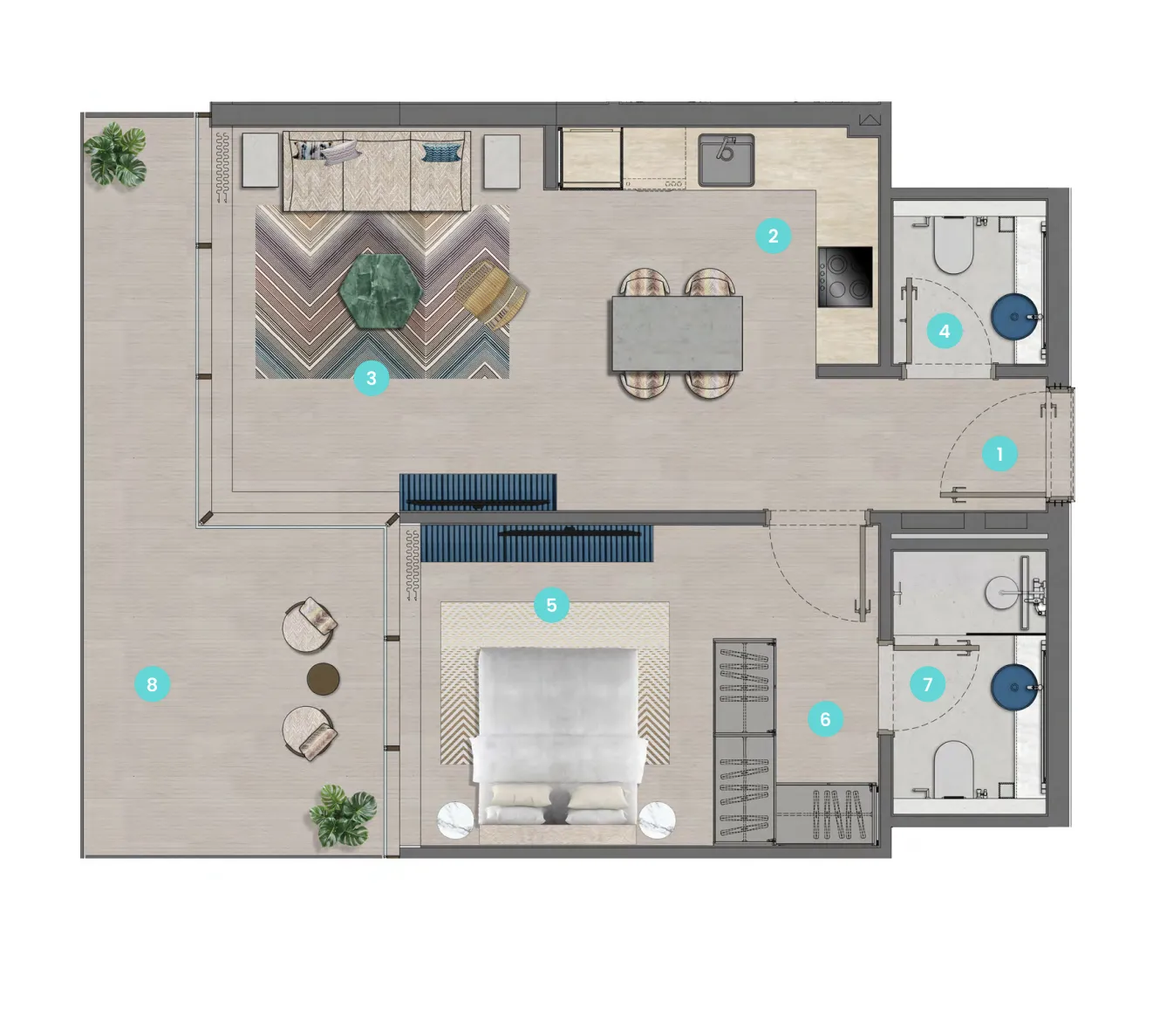 1 bedroom floor plan