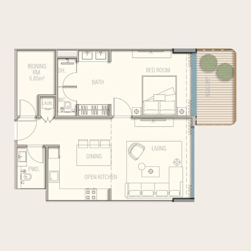 1 bedroom floor plan