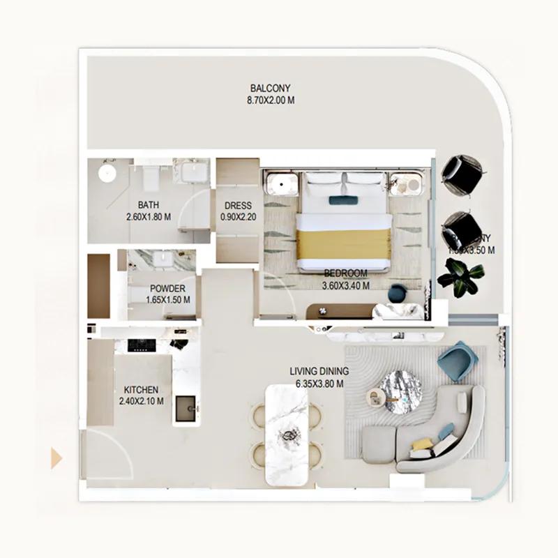 1 bedroom floor plan