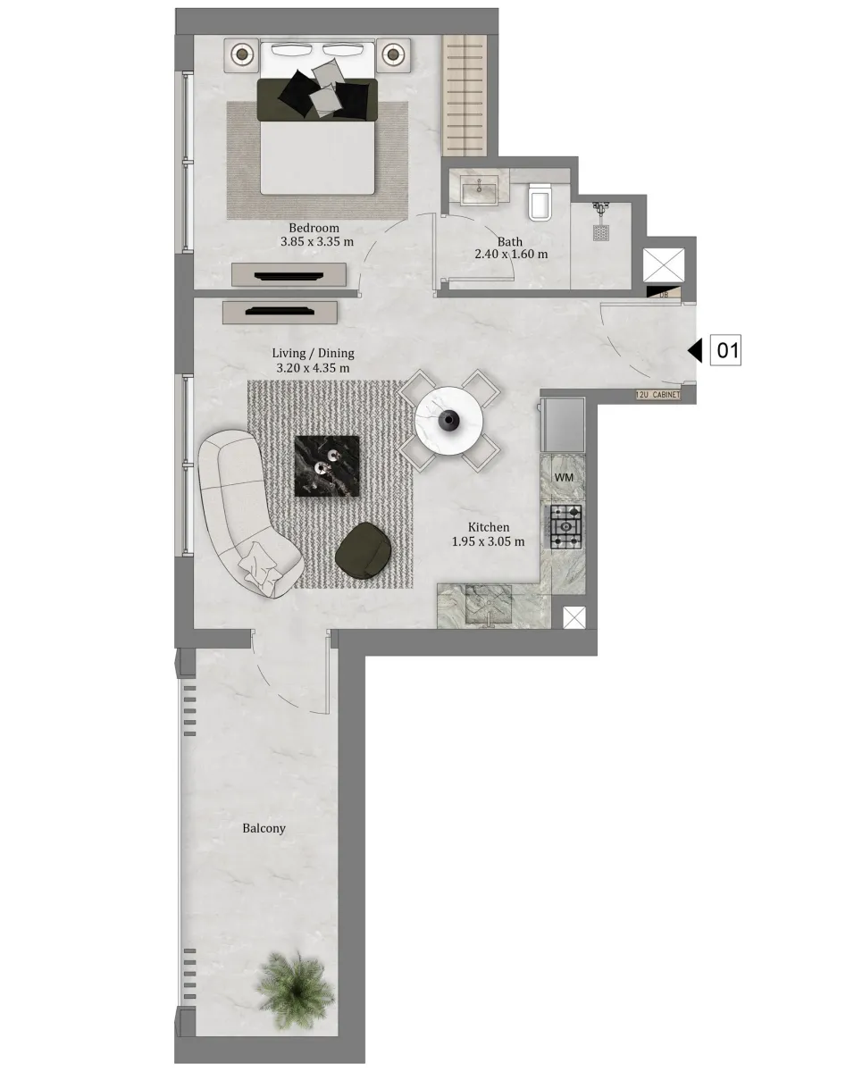1 bedroom floor plan