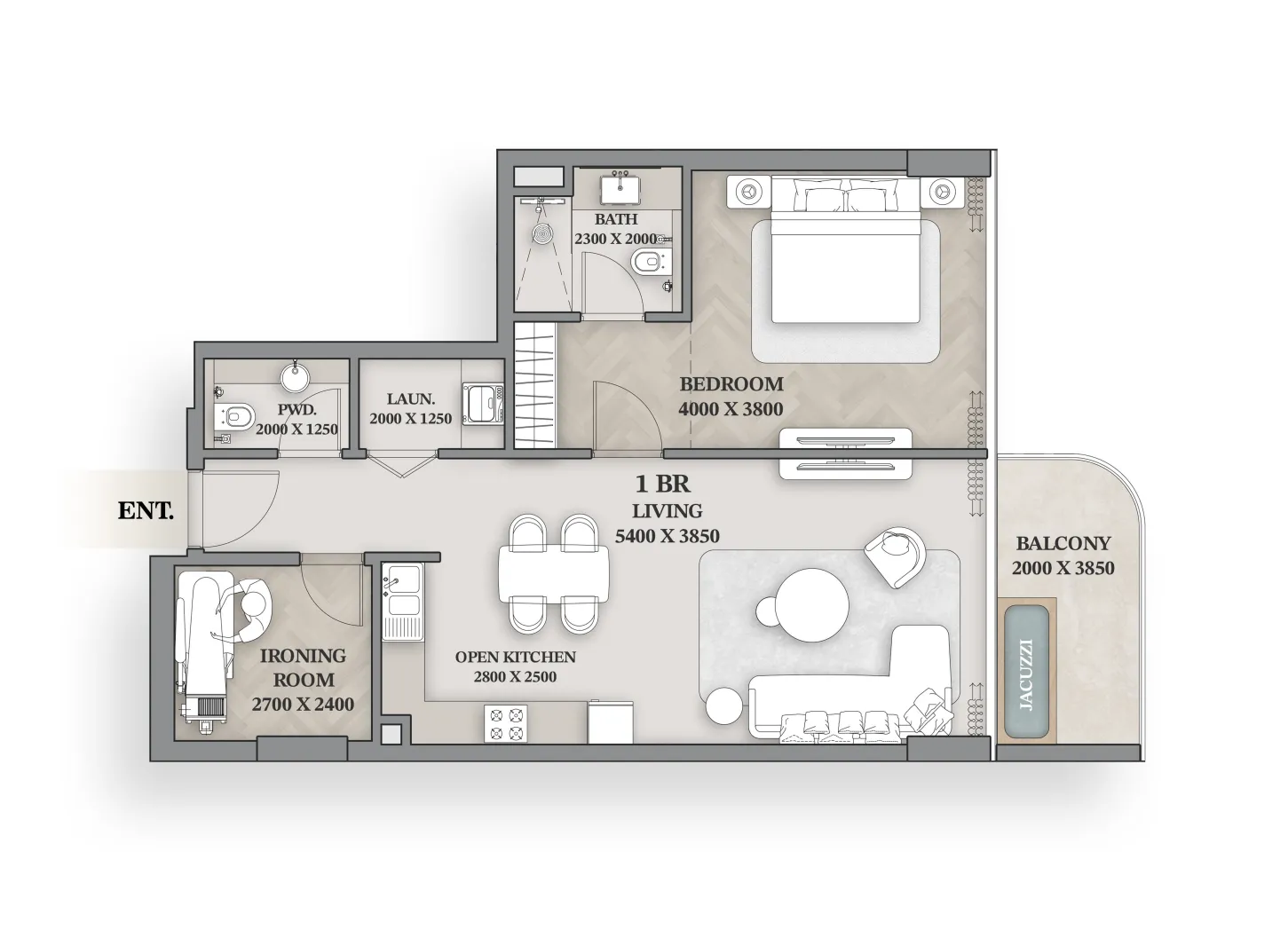1 bedroom floor plan