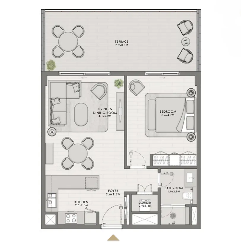 1 bedroom floor plan