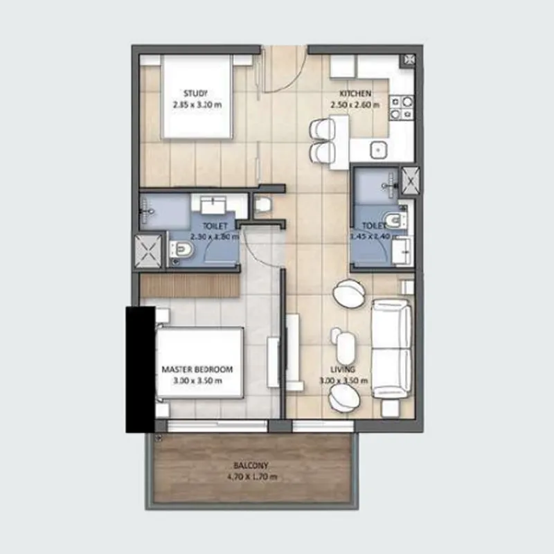 1 bed