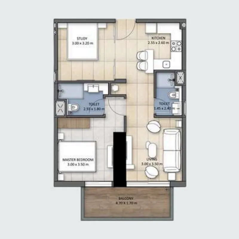 1 bed