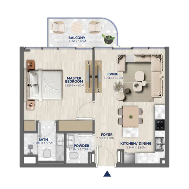 1 bed
