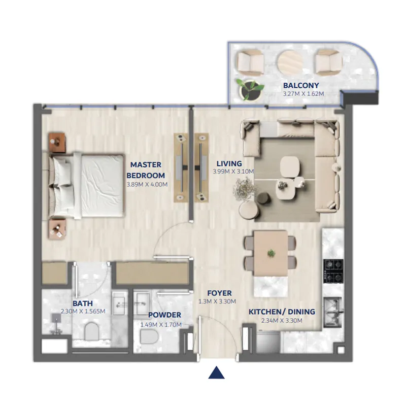 Vedaire Residences — 1 Bedroom floor plan