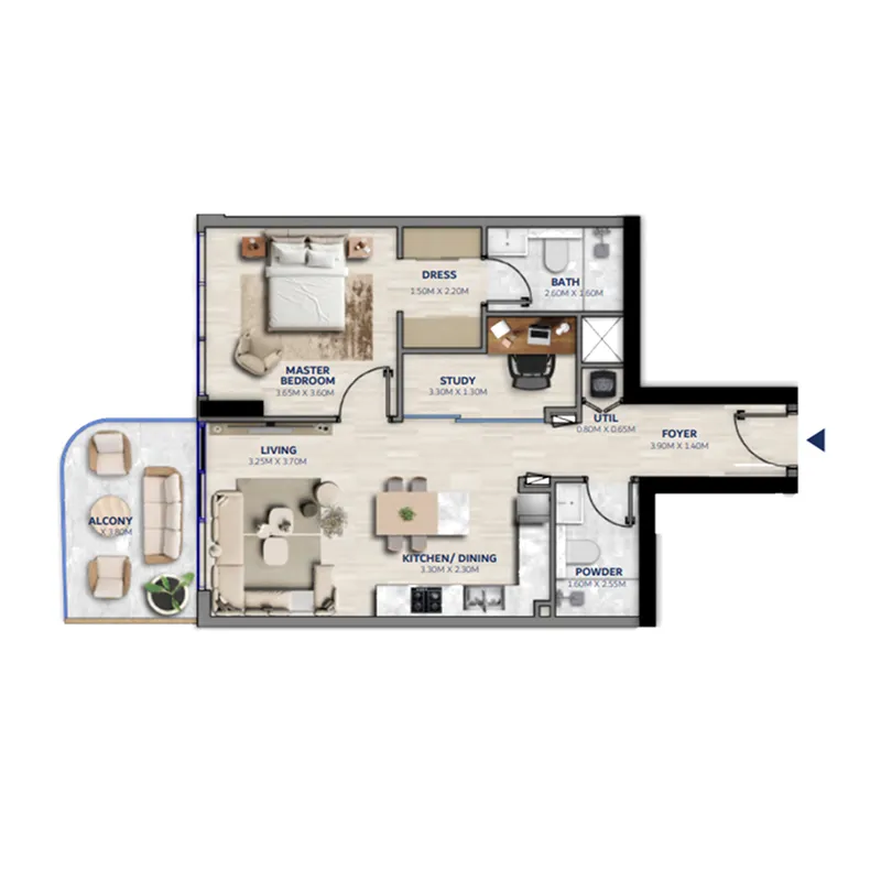 1 bed