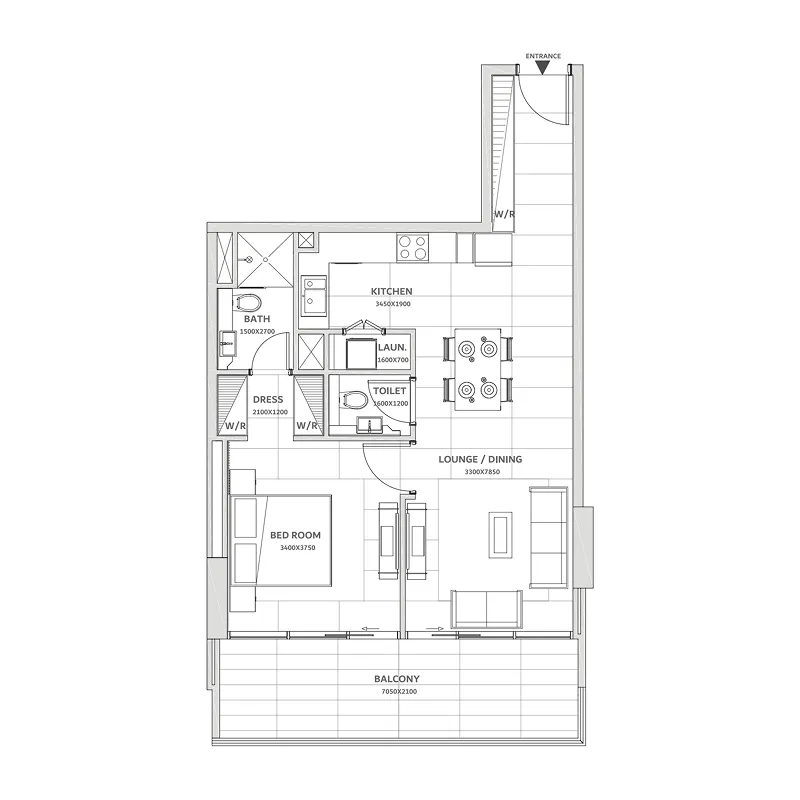 1 bedroom floor plan