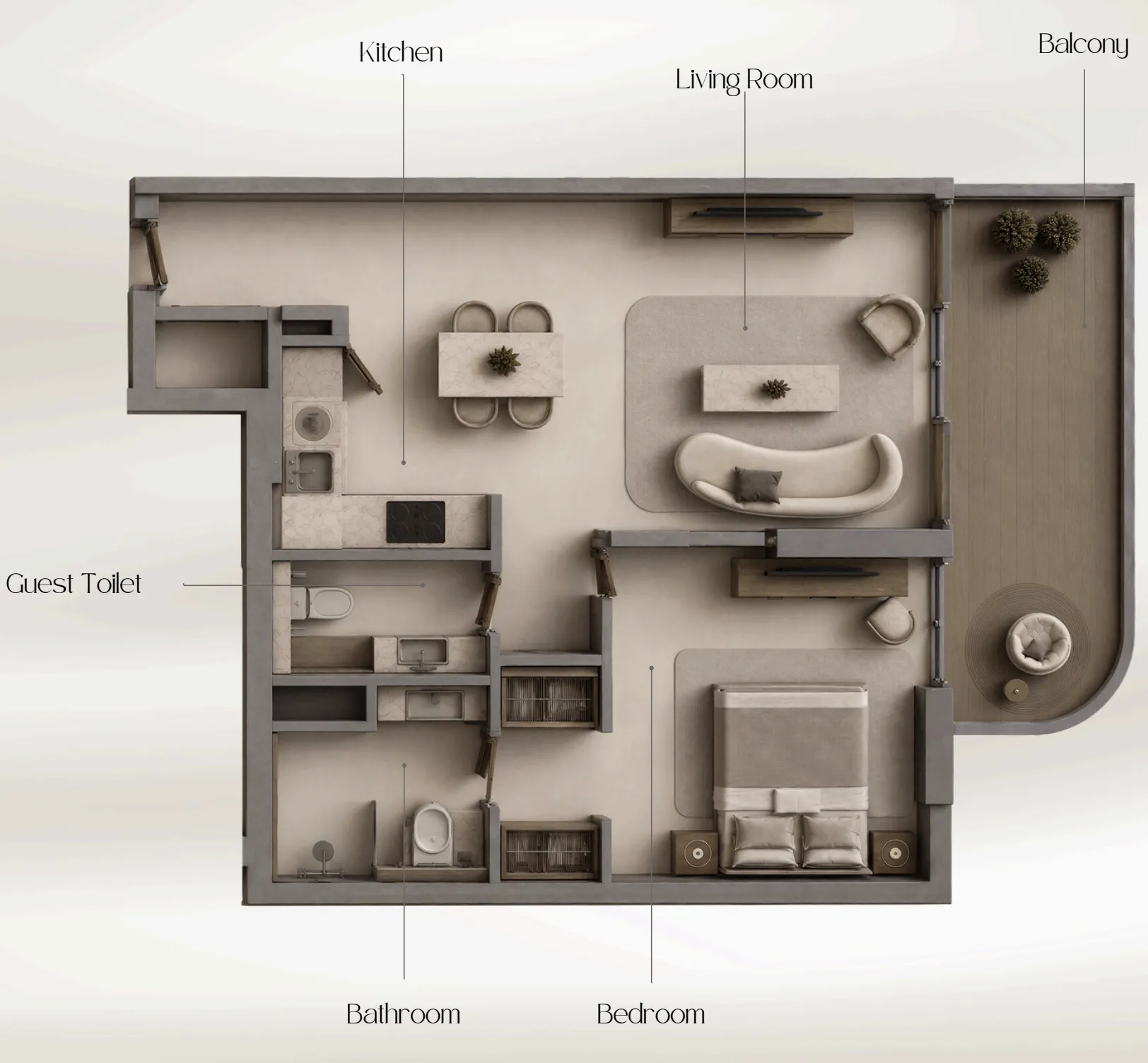 1 bedroom floor plan