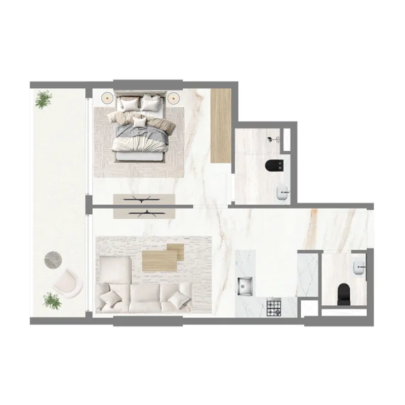 1 bedroom floor plan
