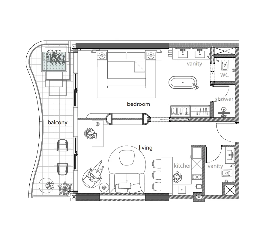 1 bedroom floor plan