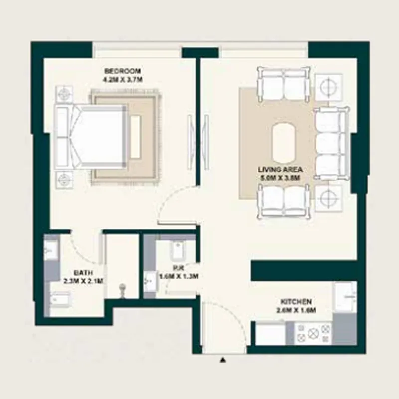 1 bedroom floor plan