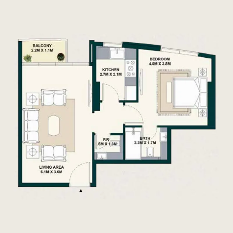 1 bed