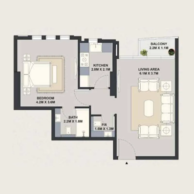 1 bed