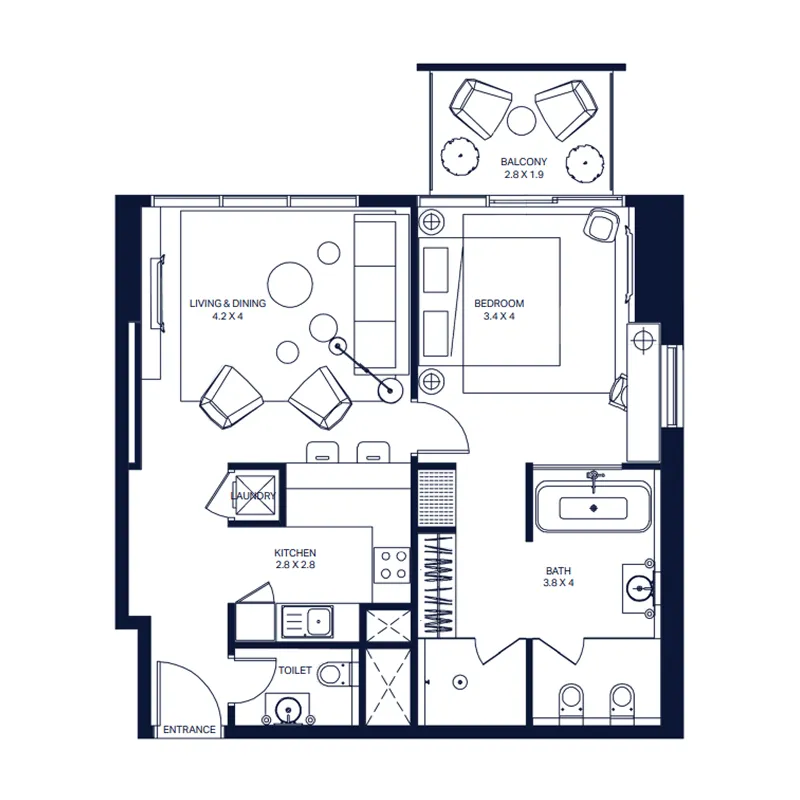 1 bedroom floor plan