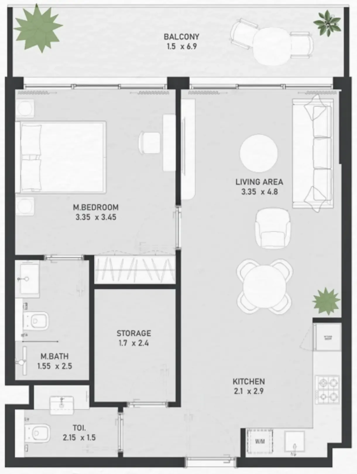 1 bed