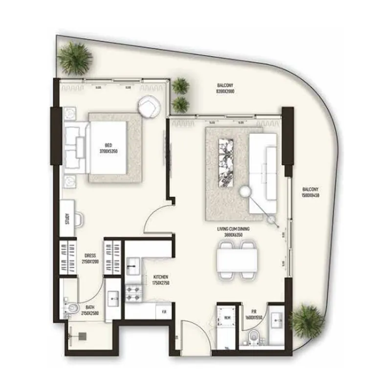 Condor Group Sonate Residences 1BR floor plan