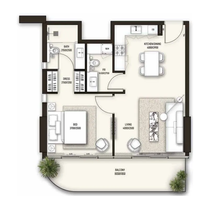 Condor Group Sonate Residences 1BR floor plan